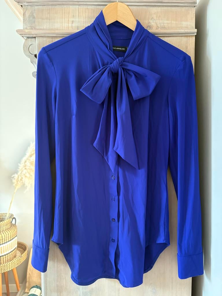 Studio Anneloes blouse - blauw/paars met strik, Ophalen of Verzenden, Zo goed als nieuw, Maat 36 (S), Blauw