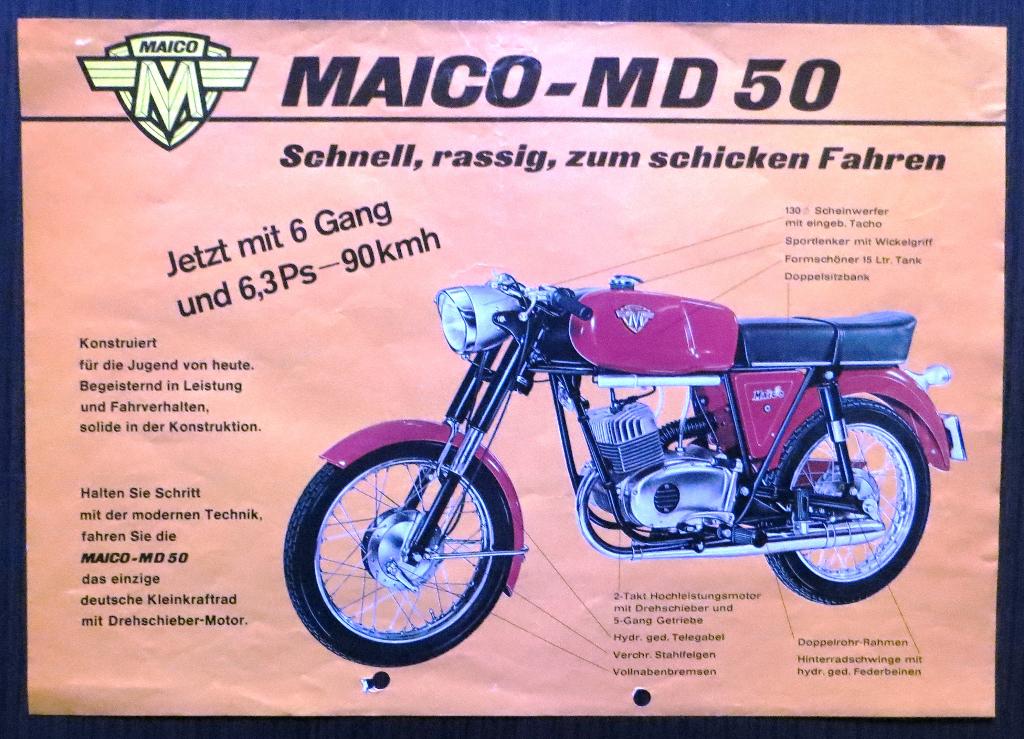 Folder MAICO MD50 - 1971 (Duits), Motoren, Handleidingen en Instructieboekjes, Overige merken, Verzenden
