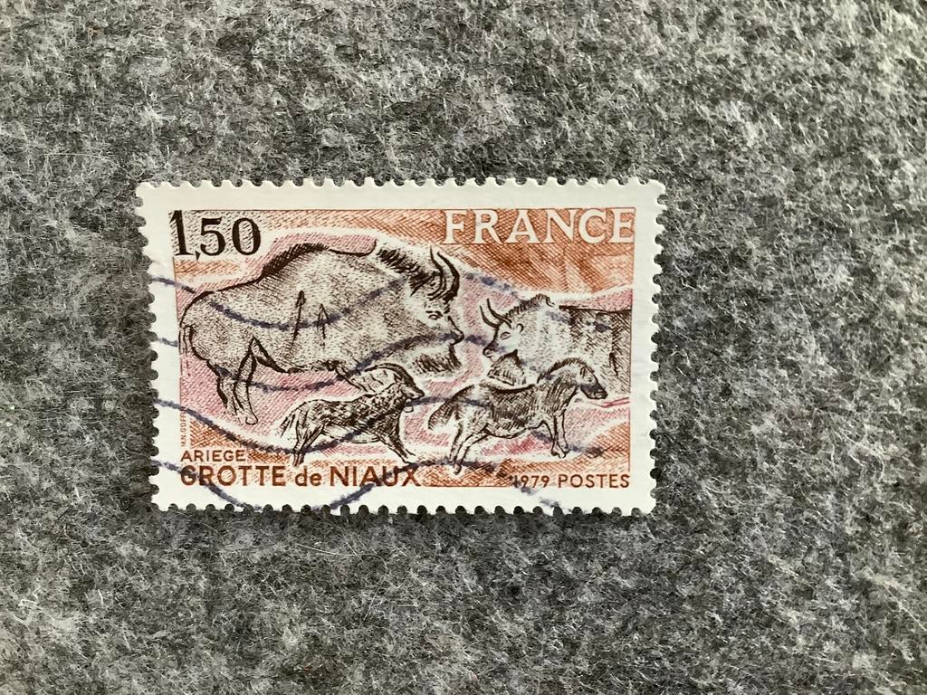 Frankrijk 1979 grotten van Niaux gestempeld, Ophalen of Verzenden, Gestempeld
