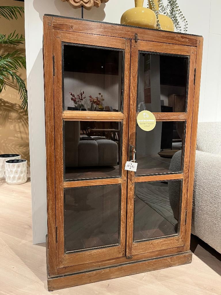 Unieke Vitrinekast, Huis en Inrichting, Kasten | Vitrinekasten, Ophalen, 100 tot 150 cm, Teakhout, 50 tot 100 cm