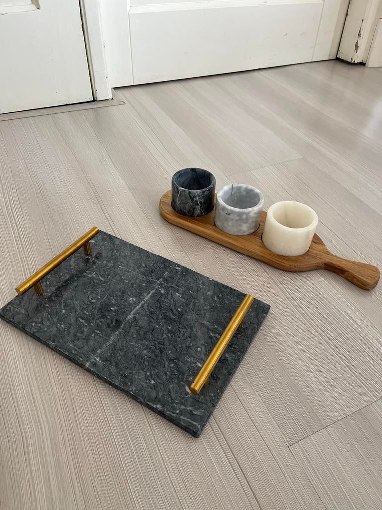 Decoratieve marmeren dienbladen / serveer potjes, Ophalen of Verzenden, Zo goed als nieuw, Overige materialen