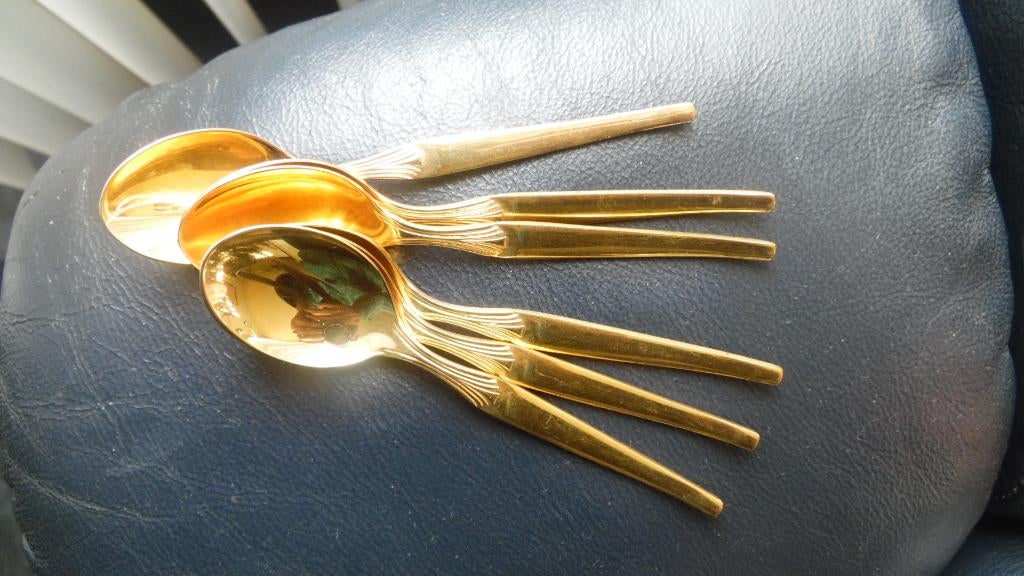 6 gouden lepeltjes gemerkt, Ophalen of Verzenden