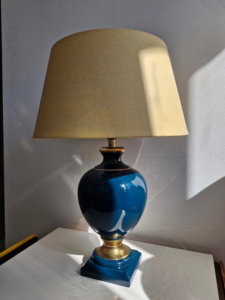 Louis Drimmer Vintage Keramische Tafellamp Blauw/Groen 58cm, Overige materialen, 50 tot 75 cm, Vintage, Klassiek, Art Deco, Ophalen of Verzenden