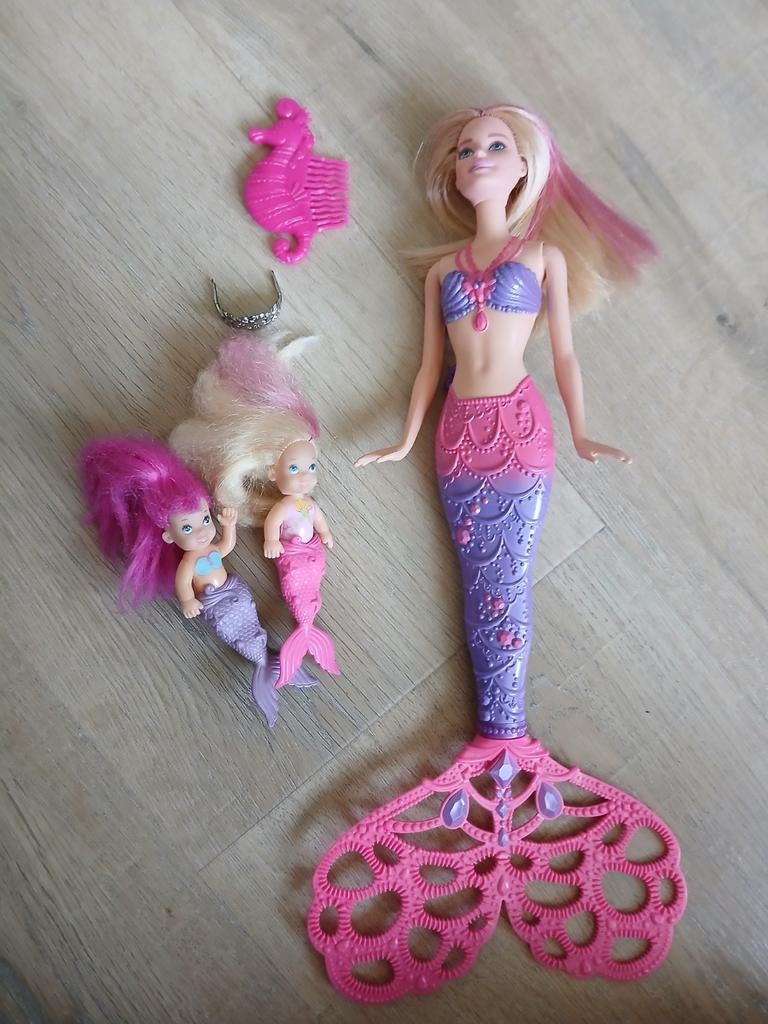 Zeemeermin barbie met bellenblaasstaart Mattel, met kindjes, Ophalen of Verzenden, Gebruikt, Barbie