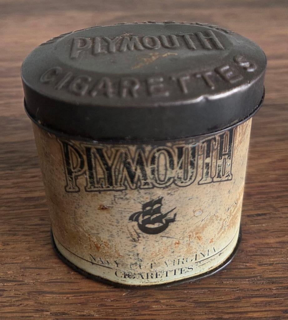 Vintage/antiek Plymouth sigaretten blik, Ophalen of Verzenden, Gebruikt, Overige
