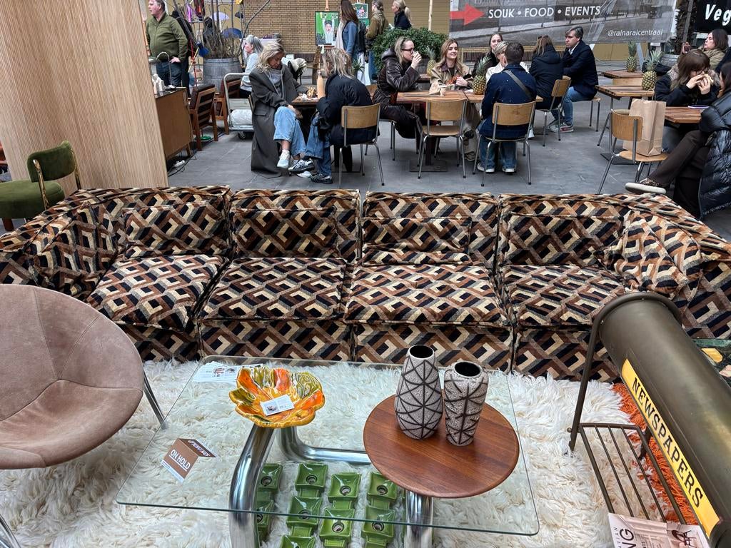 VINTAGE MODULAR SOFA ELEMENTEN BANK ‘GRAPHIC PRINT’, Ophalen, Gebruikt, 300 cm of meer, 75 tot 100 cm