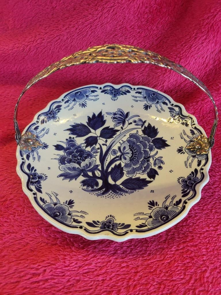 Delftsblauw bonbonschaaltje met verzilverd hengsel, Antiek en Kunst, Ophalen