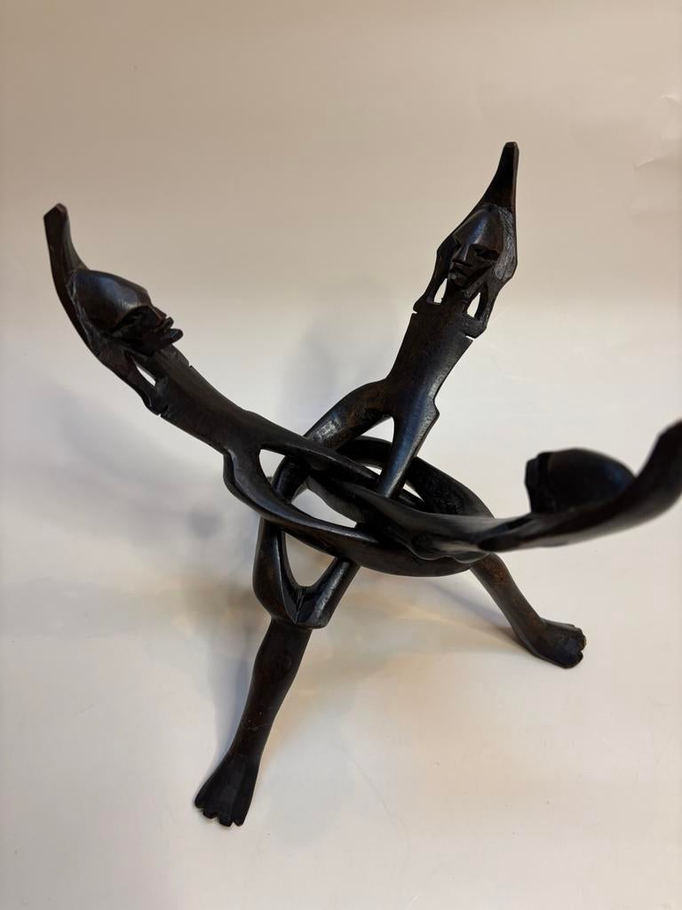 Vintage Afrikaans houtsnijwerk vriendenkring, Ophalen of Verzenden