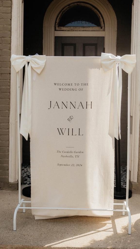 Gepersonaliseerd welkomst doek inclusief statief, Hobby en Vrije tijd, Feestartikelen | Verhuur, Nieuw, Geboorte of Huwelijk, Ophalen of Verzenden