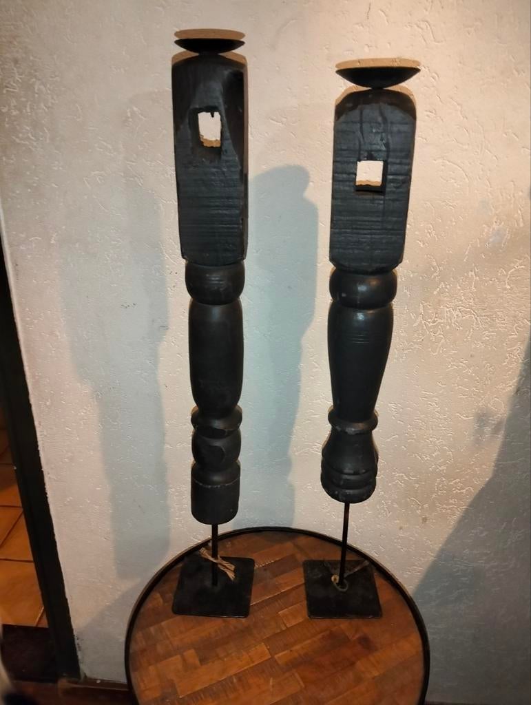 Grote balusters baluster kandelaars kandelaren brocante, Antiek en Kunst, Ophalen of Verzenden