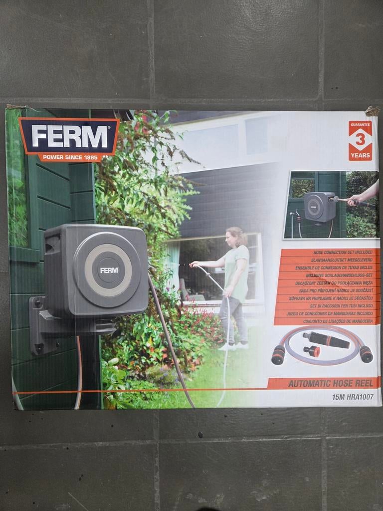 Ferm Automatische Tuinslanghaspel 15M HRA1007, ., Tuinslang, Nieuw, Ophalen of Verzenden