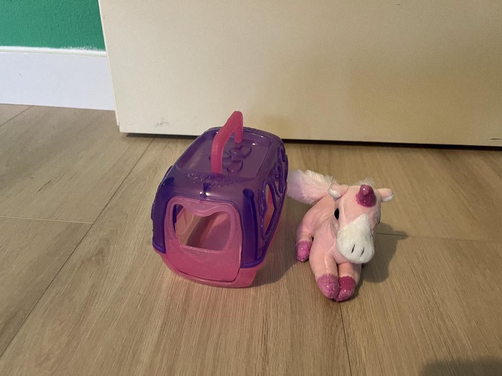 Eenhoorn knuffel in bench vervoers mand little pony, Ophalen of Verzenden, Gebruikt, Overige typen