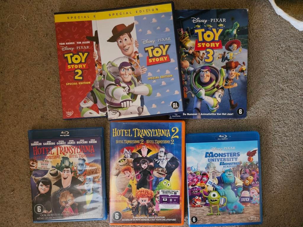 Dvd's Toy Story, hotel Transylvania, Monsters University, Alle leeftijden, Ophalen, Zo goed als nieuw