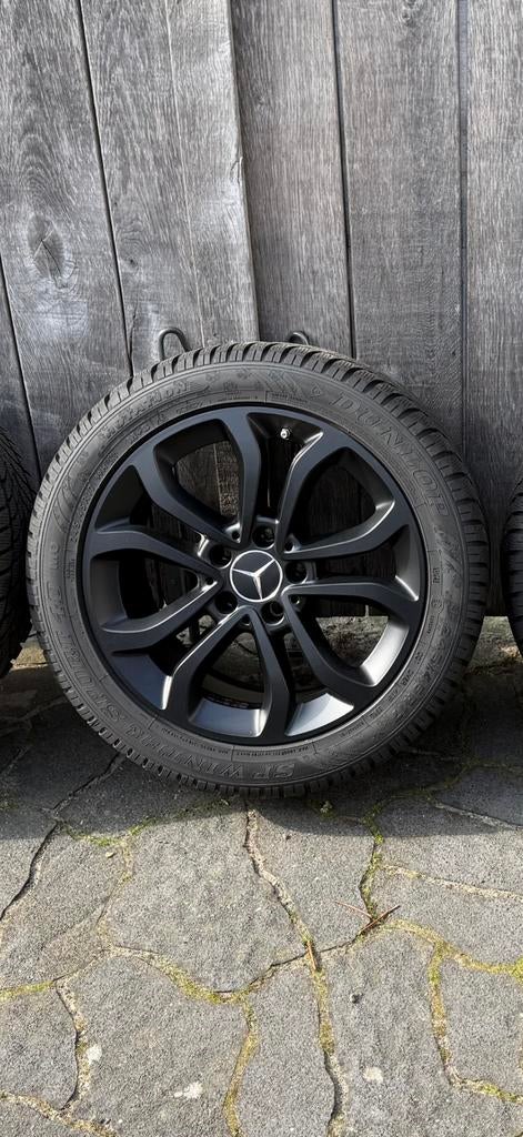 Originele Mercedes C klasse velgen incl winterbanden, Gebruikt, Banden en Velgen, 17 inch, Personenwagen
