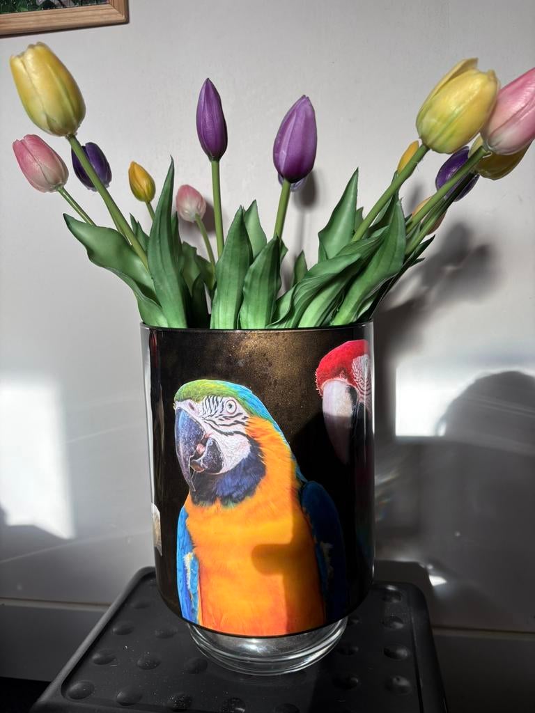 Prachtige vaas met tulpen, Overige kleuren, Nieuw, Ophalen of Verzenden, Glas