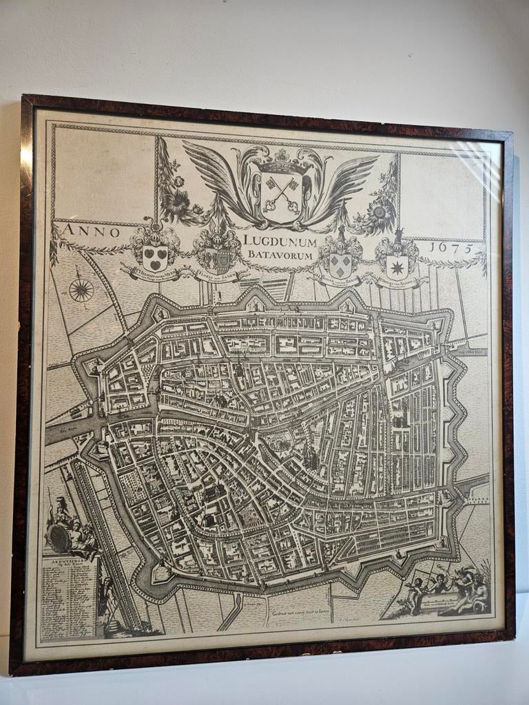 Antieke stadsplattegrond van Leiden, 1675, Ophalen of Verzenden