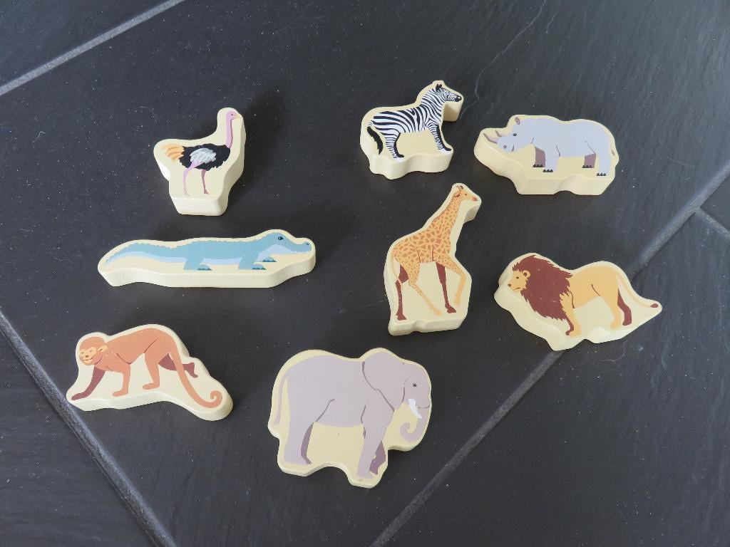 Houten wilde dieren blokkenset, 8delig., Ophalen of Verzenden, Zo goed als nieuw