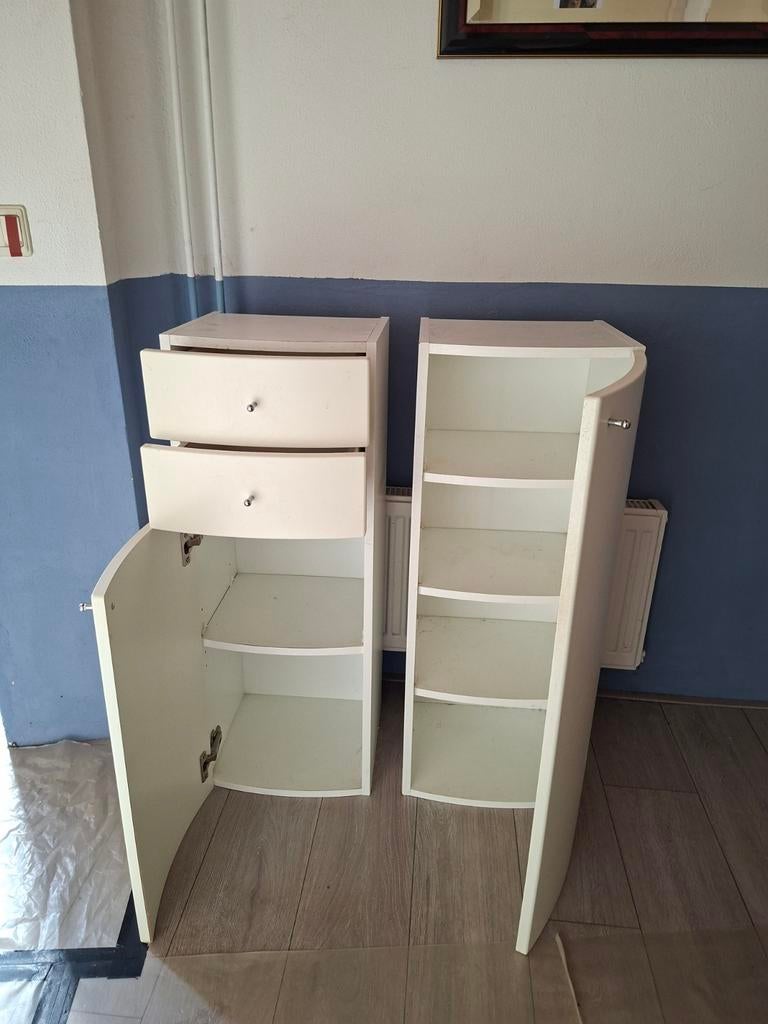 2 witte badkamerkastjes, Ophalen, Gebruikt, 50 tot 100 cm, Minder dan 100 cm
