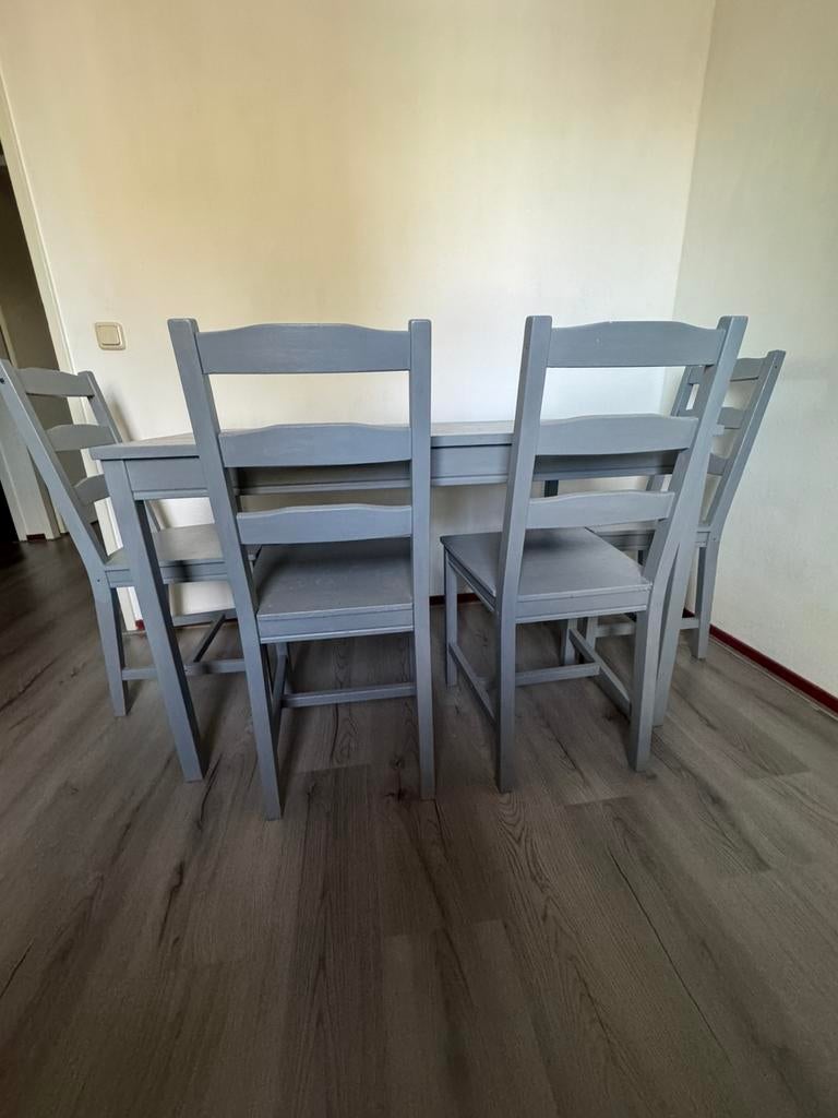 set van eettafel, Ophalen, 100 tot 150 cm, 50 tot 100 cm, Zo goed als nieuw