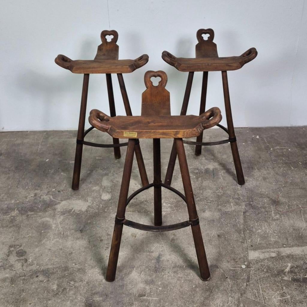 Brutalist spaanse barkrukken jaren 70 vintage, Huis en Inrichting, Barkrukken, Ophalen, Gebruikt, Met voetsteun, .