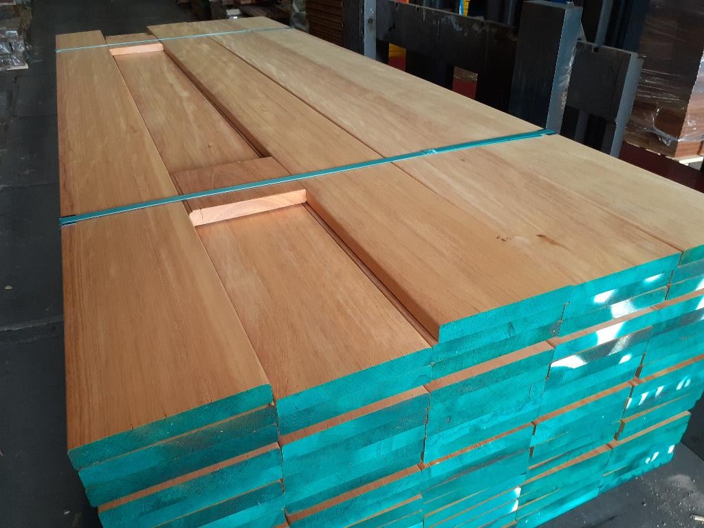 Bilinga dekdelen extra breed 27x190mm - diverse lengtematen, Planken, Nieuw, Ophalen of Verzenden, Hardhout