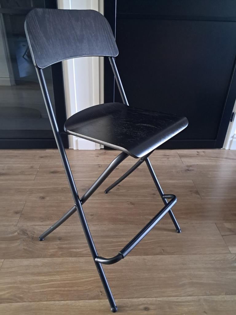 IKEA Franklin barkruk opklapbaar - Zwart, Huis en Inrichting, Barkrukken, Ophalen, Gebruikt, Met voetsteun, 60 tot 90 cm