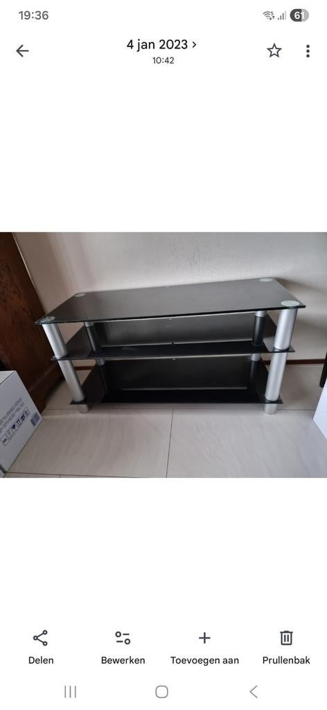 Media meubel met rookglas en zware tafel, Huis en Inrichting, Ophalen, Gebruikt, 50 tot 100 cm, Glas