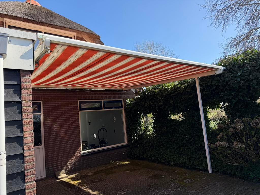 Elektrisch zonnescherm 4.20 x 4.47, Gebruikt, Elektrisch, Ophalen of Verzenden, 250 cm tot 450 cm