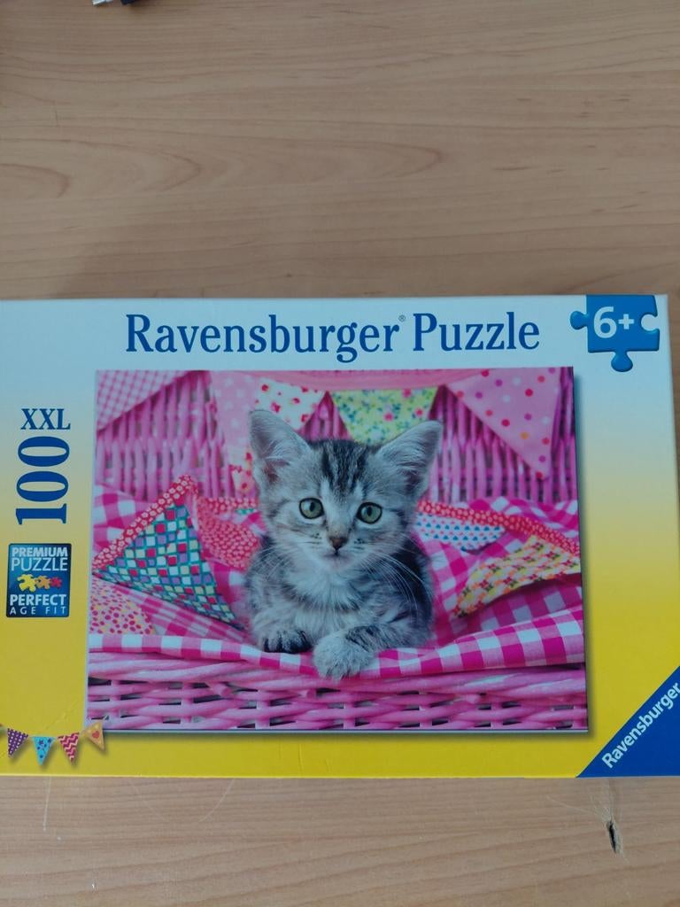 Ravensburger XXL 100 stukjes puzzel met schattig katje, Ophalen of Verzenden, Minder dan 500 stukjes, Zo goed als nieuw, Legpuzzel