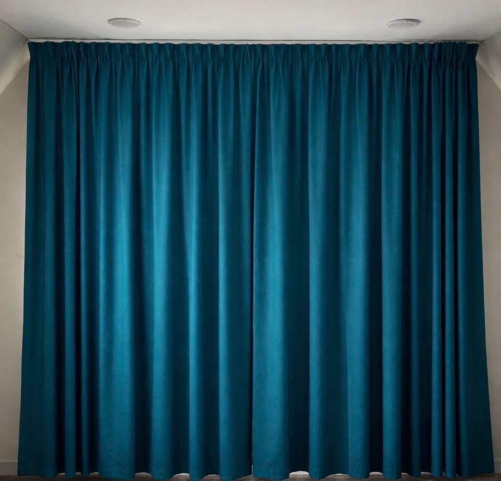 Verduisterende overgordijnen - Donker turquoise (2x150x220cm, Huis en Inrichting, Stoffering | Gordijnen en Lamellen, Zo goed als nieuw