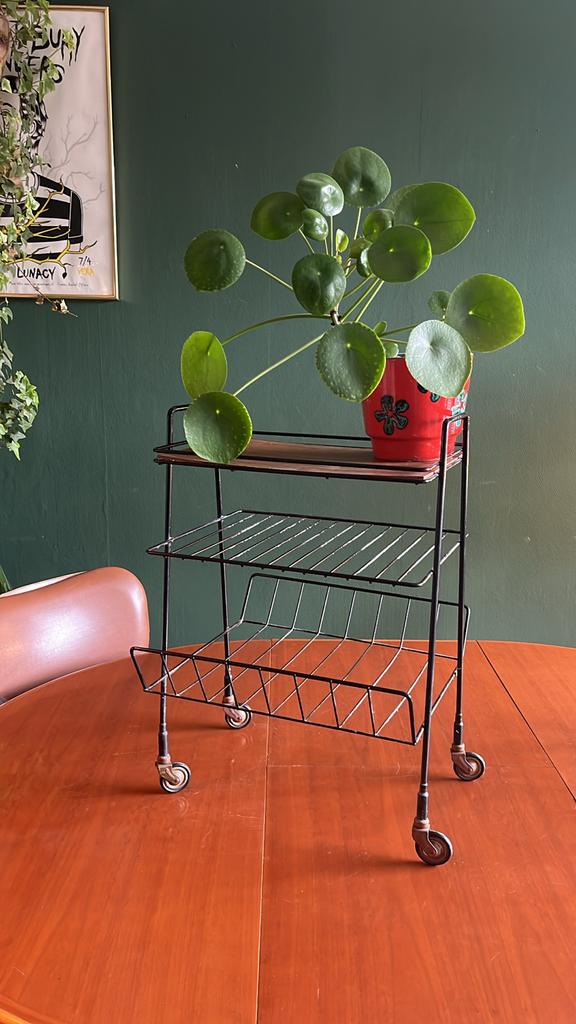 Vintage Retro Lectuurbak Bijzettafel Krantenrek Trolley, Ophalen, Gebruikt