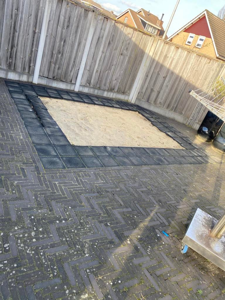 Rubberen tegels 30x30x8cm voor speelplaats/terras, Tuin en Terras, Ophalen, Gebruikt, Rubber, 5 tot 10 m²