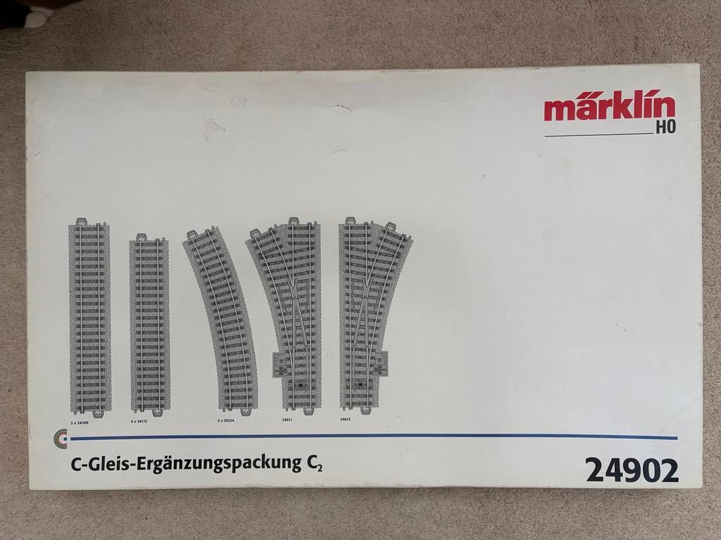 Märklin C-Spoor Uitbreidingsset C2 (24902) + Weichenlatern, Ophalen, Wisselstroom, Rails, Zo goed als nieuw