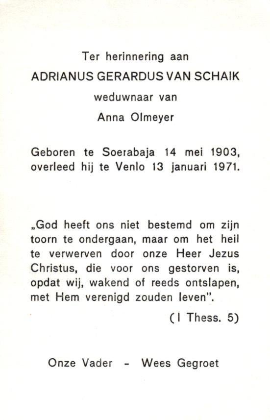 Schaik van Adrianus Gerardus Soerabaja 1903-1971 Venlo, Ophalen of Verzenden