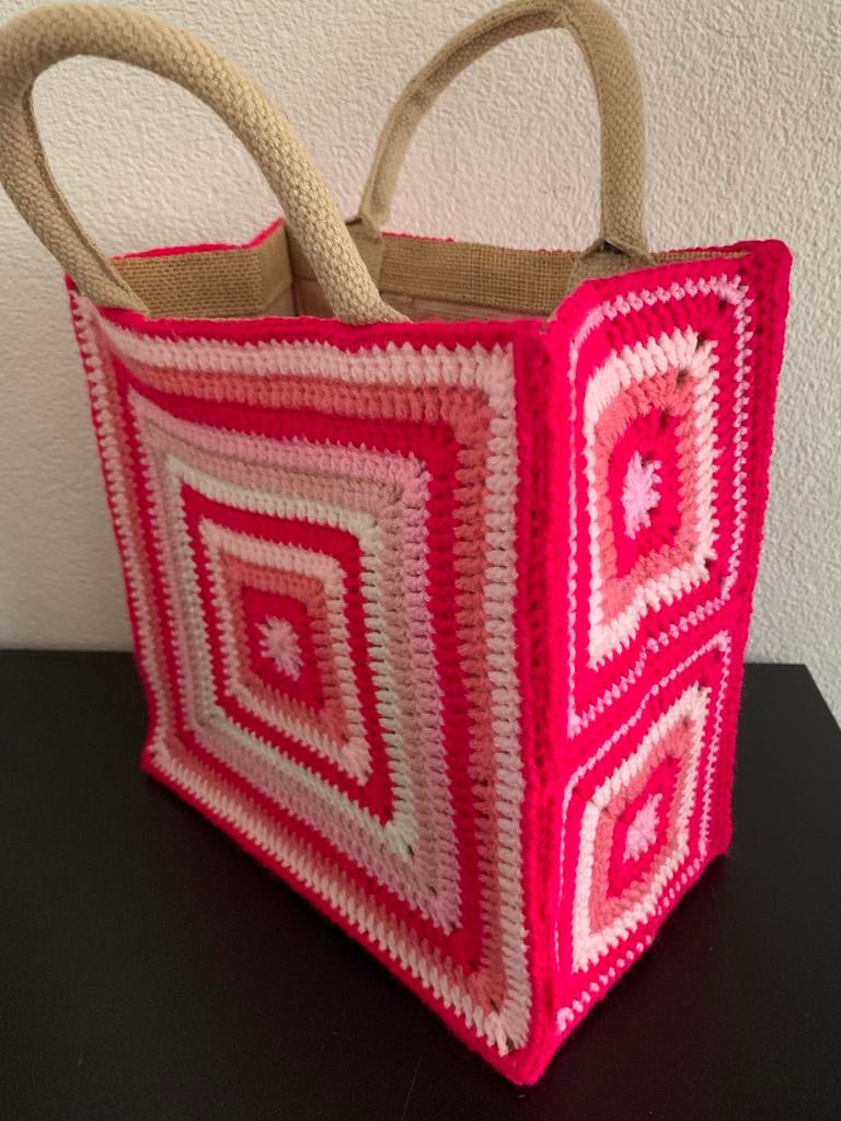 Tas granny square, Ophalen of Verzenden, Nieuw, Roze