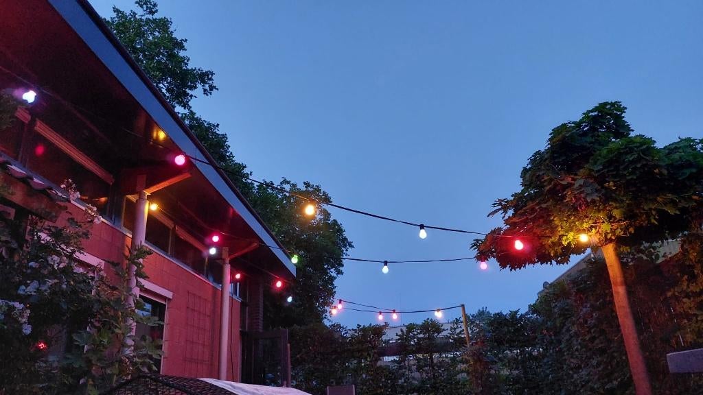 Gekleurde feestverlichting, lichtsnoer buiten 20 meter, E27, Ophalen, Gebruikt, Minder dan 50 watt, Netvoeding