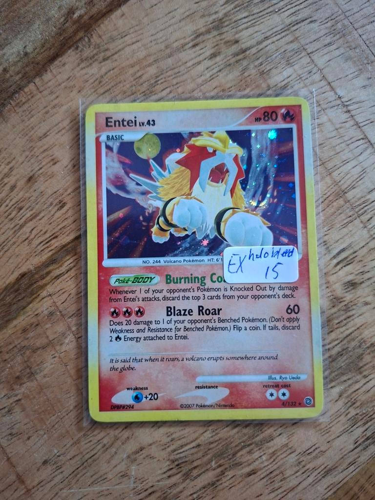 Pokémon kaart Entei LV.43 secret wonders, Ophalen of Verzenden, Zo goed als nieuw, Foil