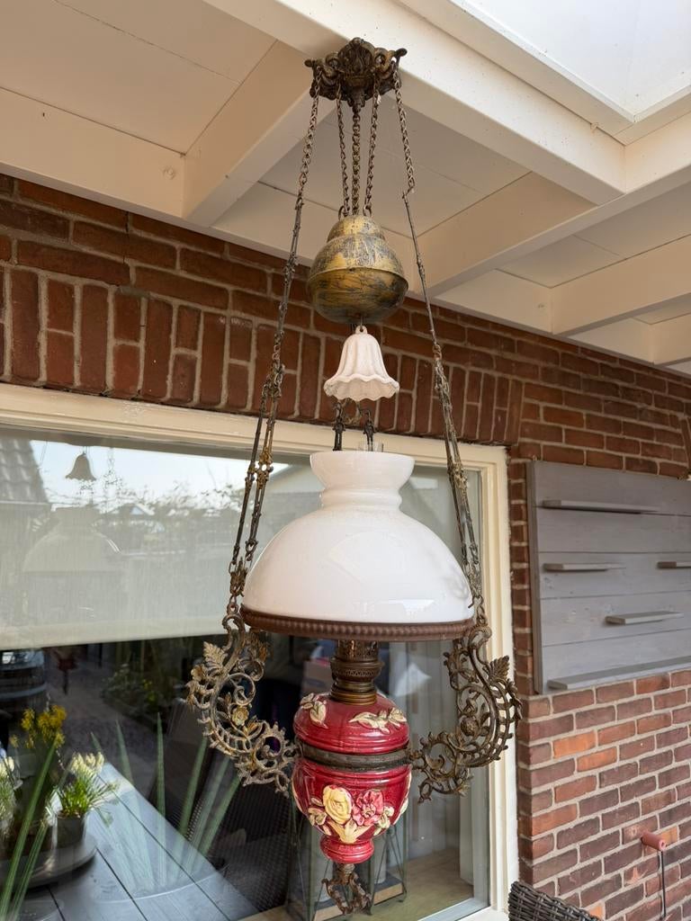 Olie hanglamp, Antiek en Kunst, Antiek | Lampen, Ophalen