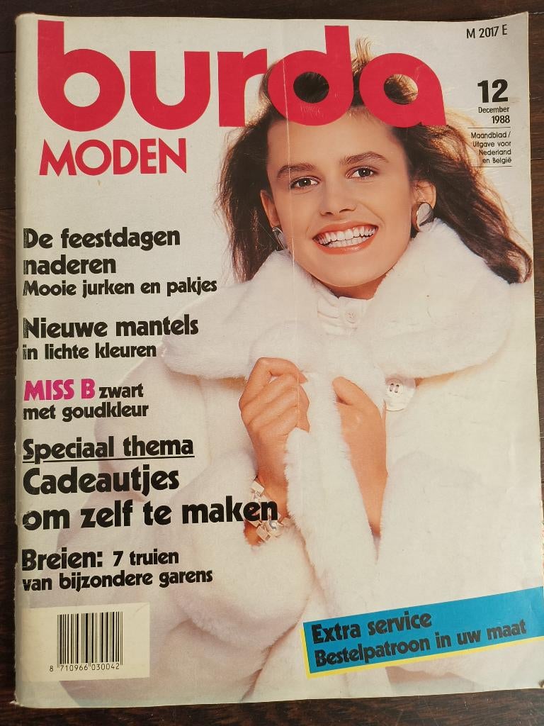 Burda december 1988 vintage patronen mode naaien, Ophalen of Verzenden, Zo goed als nieuw, Vrouw, Burda