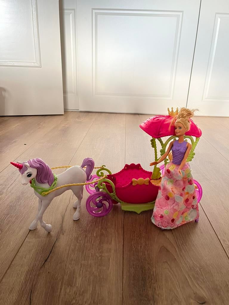 Barbie, koets met paard/eenhoorn, Ophalen, Gebruikt, Barbie