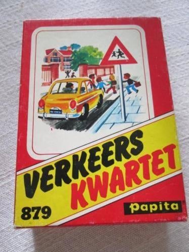 Verkeers kwartet 879 Papita uit 1965 Vintage retro, Verzamelen, Speelkaarten, Jokers en Kwartetten, Ophalen, Gebruikt, Kwartet(ten)