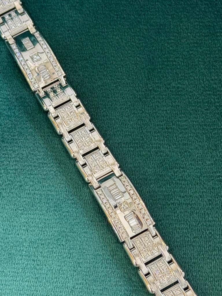 18KT Wit Goud- 79.78 Gram - Armband -Diamanten -Herenarmband, Ophalen, Nieuw, Wit, Goud