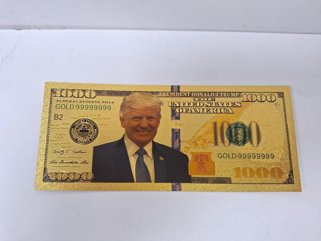 Golden collector bankbiljet Donald Trump alles twee euro uit, Ophalen of Verzenden