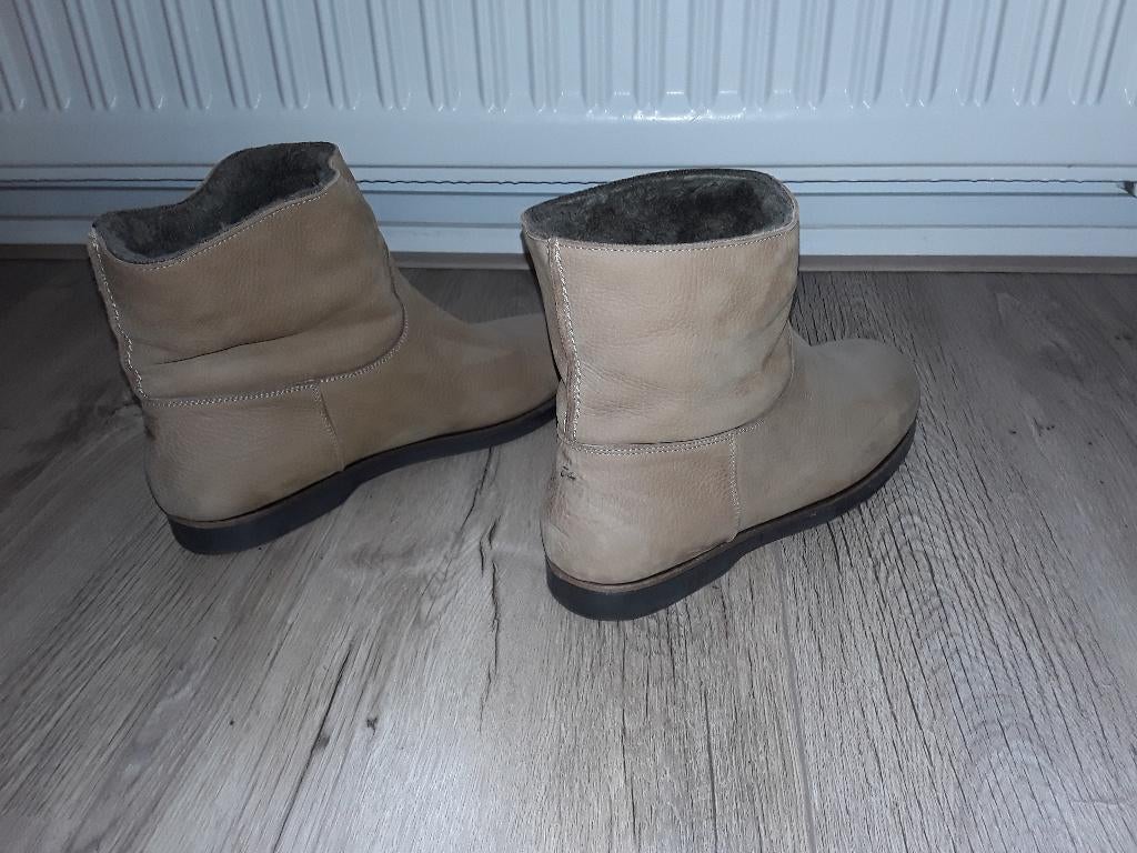 Manfield Beige Korte Laarsjes Maat 42, Beige, Lage of Enkellaarzen, Ophalen of Verzenden, Zo goed als nieuw