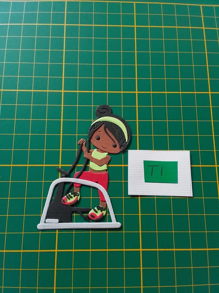 T1 Stansjes donker fitness meisje in rood/groene kleding, Ophalen of Verzenden, Nieuw, Kerst, Overige typen