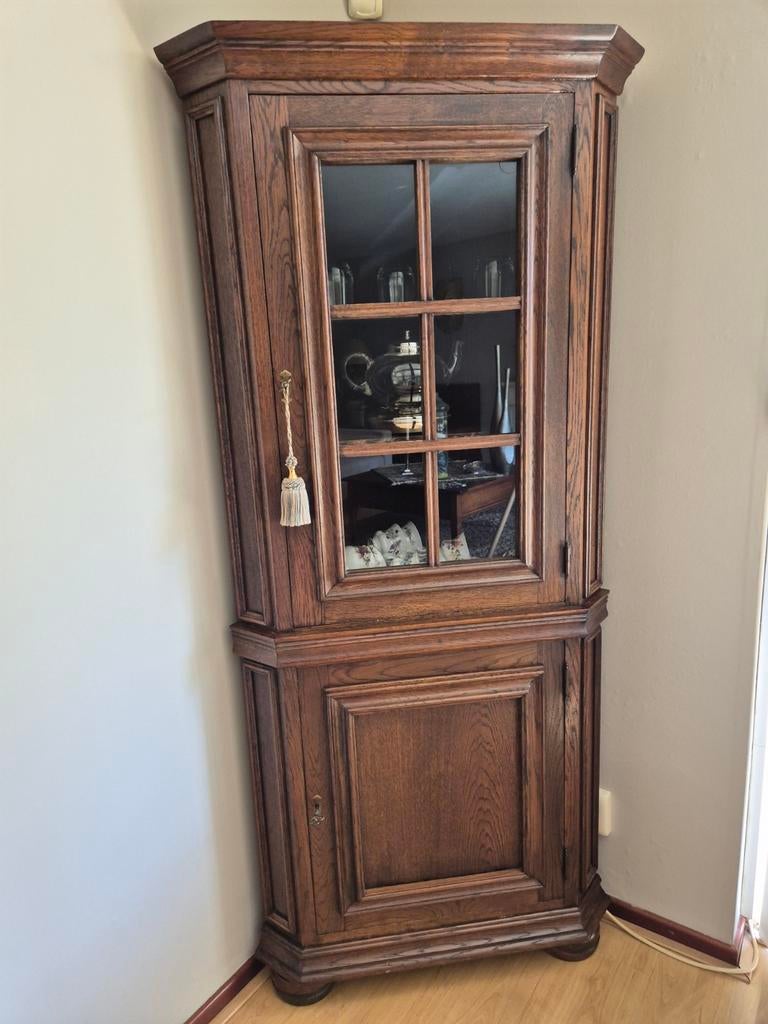 Eiken hoekkast   zonder inhoud, Ophalen, Gebruikt, 50 tot 100 cm, 150 tot 200 cm