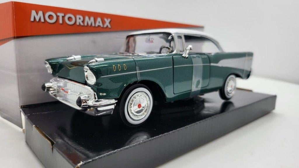 Chevrolet Bel Air 1957 Groen 1:24, Ophalen of Verzenden, Nieuw, Auto, Motormax
