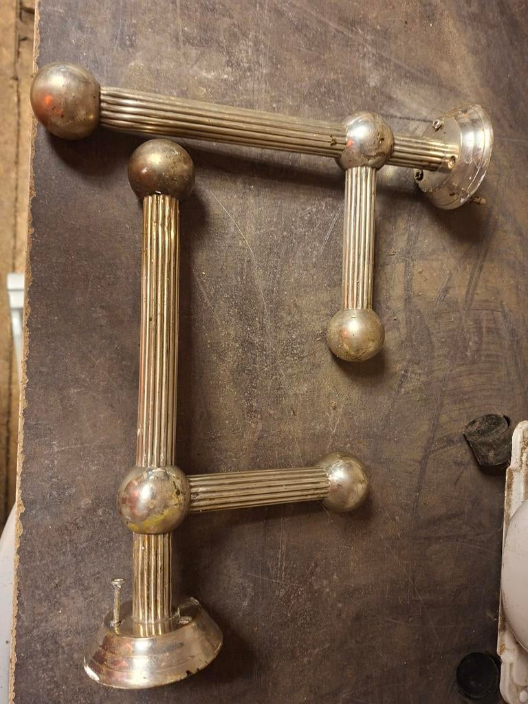 Vintage gordijnroede / gordijnstang - messing look, Minder dan 50 cm, Gebruikt, Overige kleuren, Ophalen of Verzenden