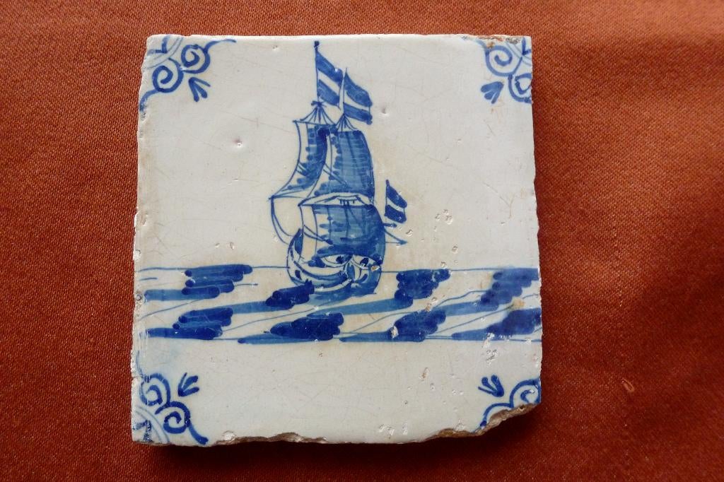 Zeldzame 17e eeuwse SCHEEPSTEGEL met 3-mast VOC SCHIP!, Ophalen of Verzenden