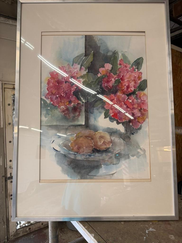 Mooi schilderij met lijst bloemen, Antiek en Kunst, Ophalen of Verzenden